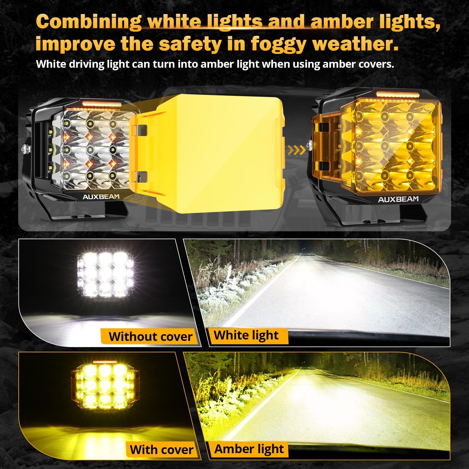 Auxbeam 3.5in 50W Round Led Offroad Light+Auxbeam V-MAX Series 7″ Led Pods Li…