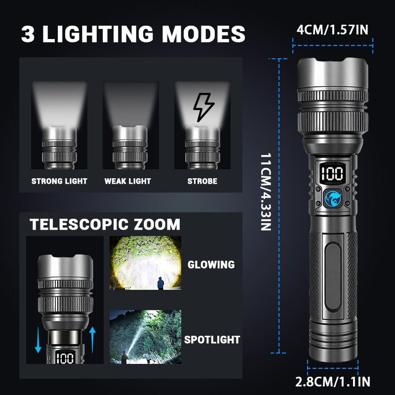 99000000Lumen Super Bright LED Flashlight Rechargeable Tactical Work Light Torch