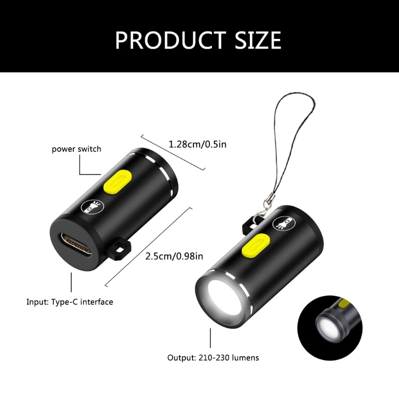 Portable USB C Flashlight Type C Connectors Light With Bright LED Light Sources