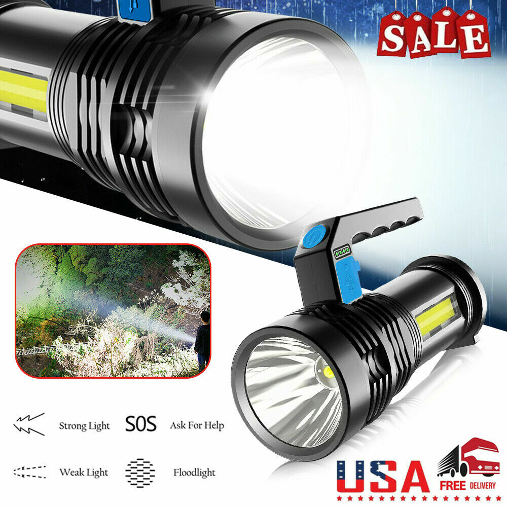 350000000 Lumen Super Bright LED Tactical Flashlight Rechargeable LED Work Light