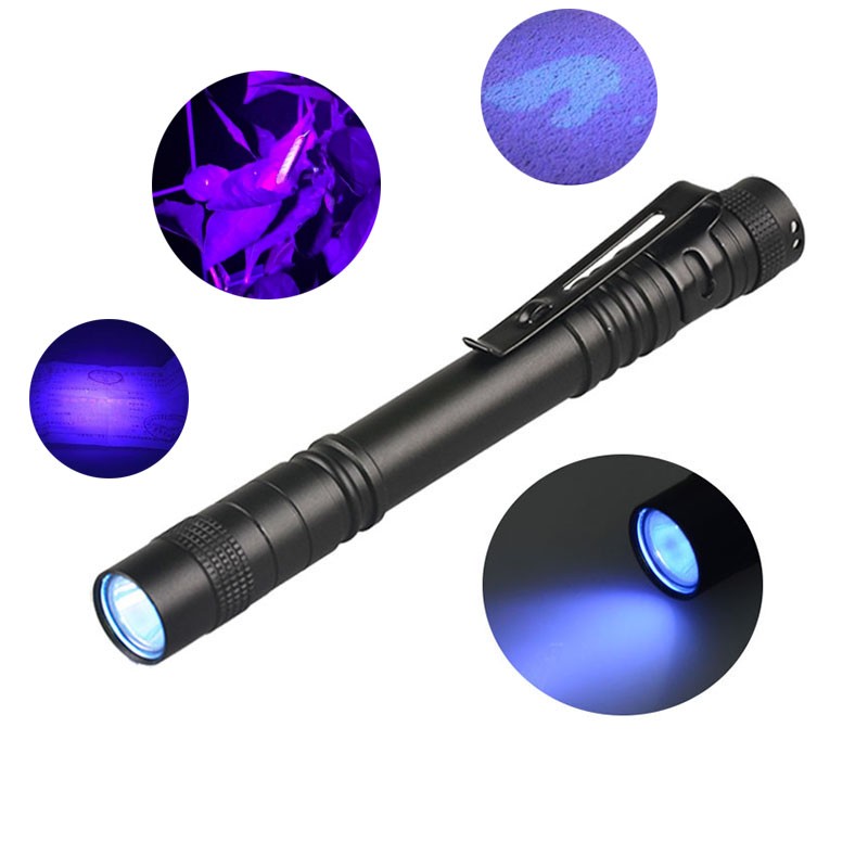 4X 395nm UV Light Penlight Black Light Scalable Clip Pen Light Pocket Flashlight