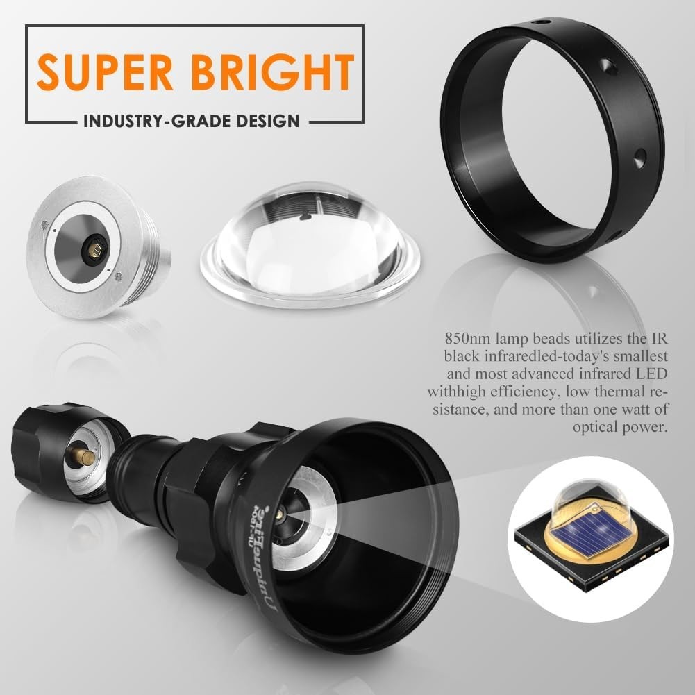 1503 850Nm IR Illuminator Flashlight Lights for Night Vision 50MM Lens Zoomable