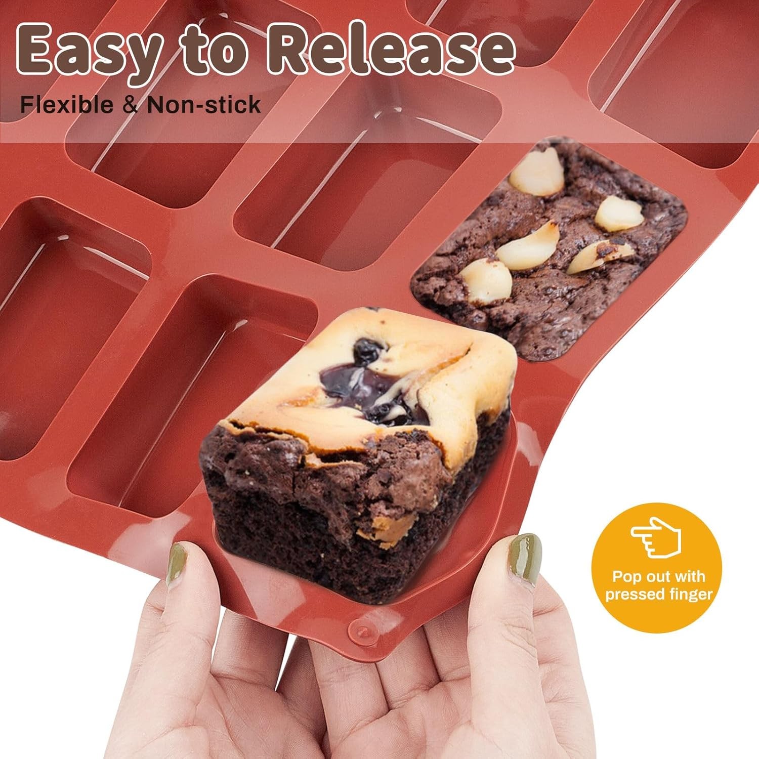 JOERSH Silicone Mini Loaf pan-(2PCS) 12 Cavities Bread Pan, Mini, Red