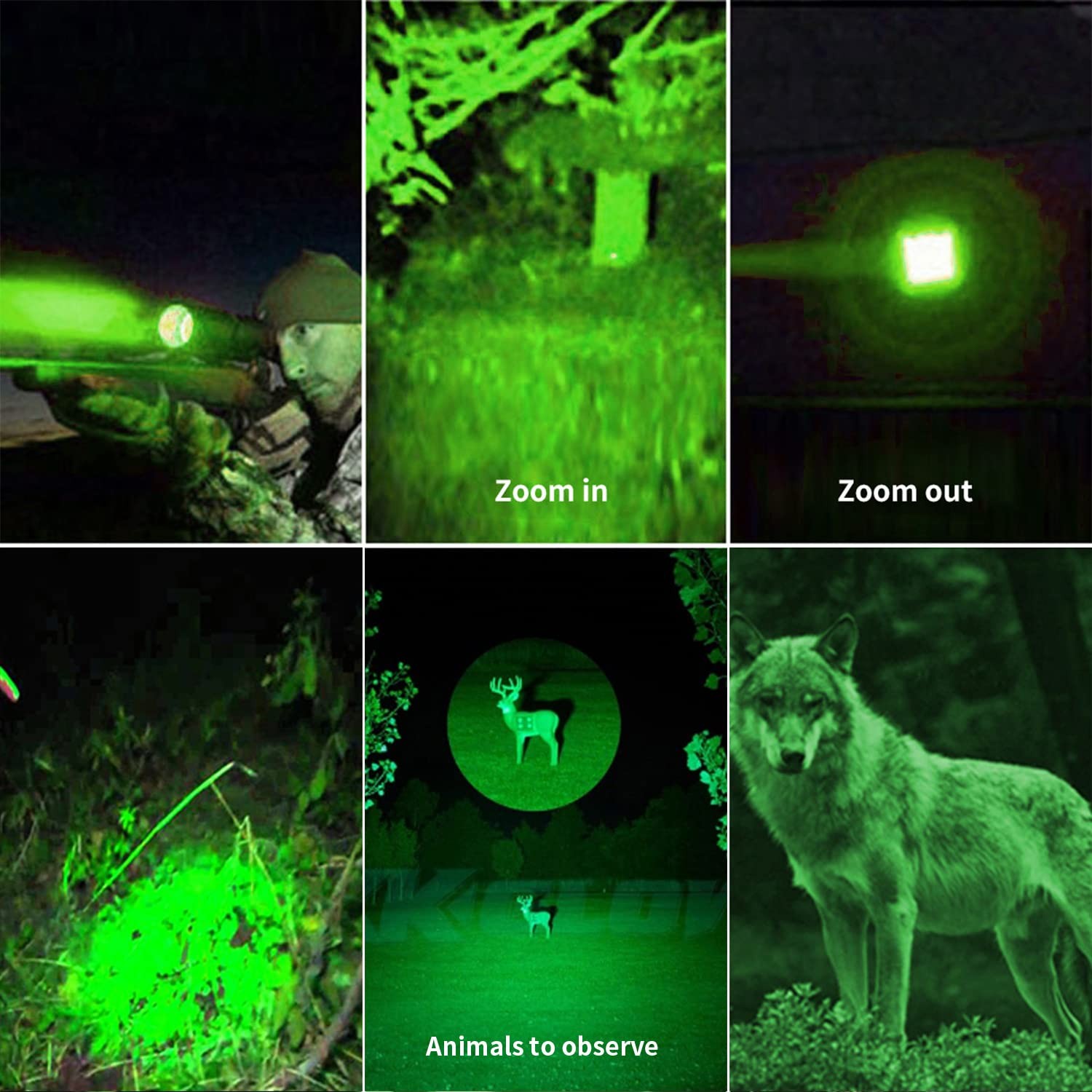 YZYOE Red Flashlight Rechargeable，Green Light Red, Green, Blue