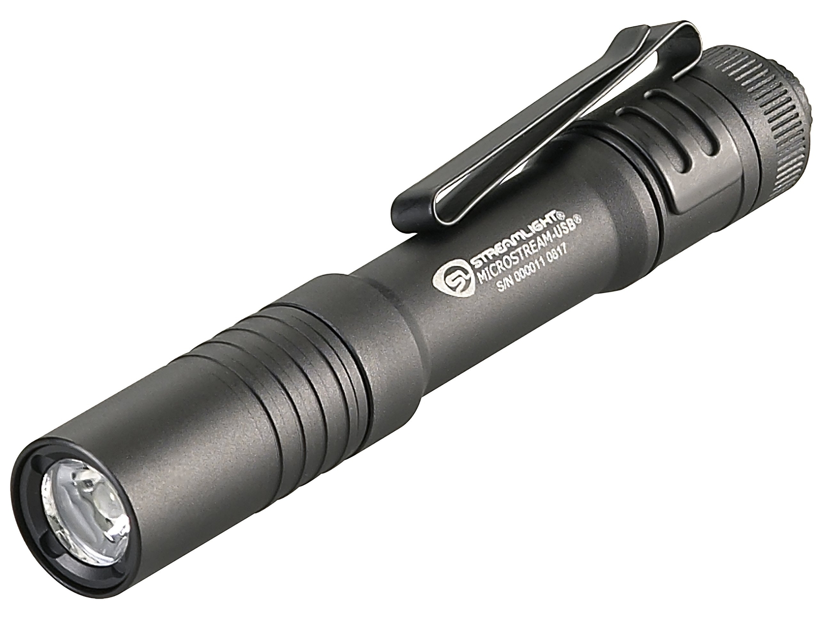 USB Rechargeable Compact Microstream Flashlight 250 Lumens High Low Beams
