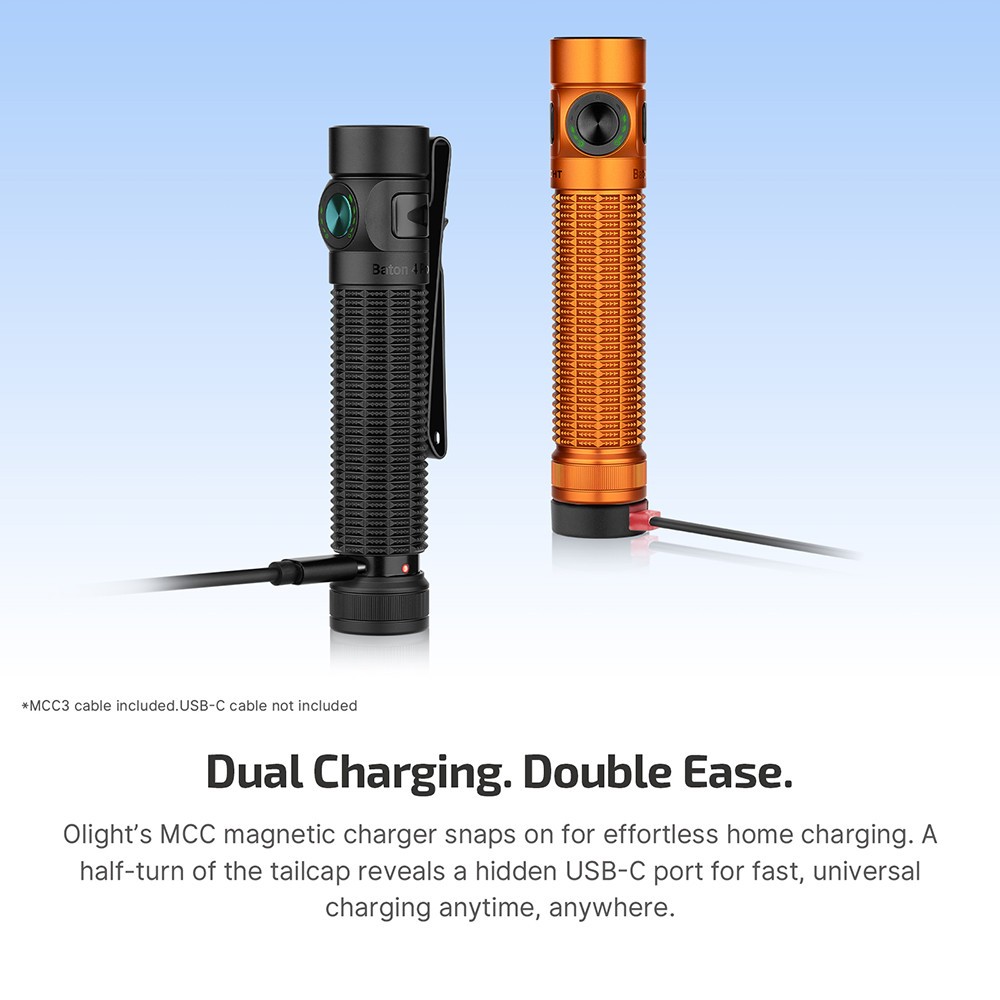 Olight Baton 4 Pro Orange CW Dual Switch Compact Flashlight, 1600 Lumens, 200M