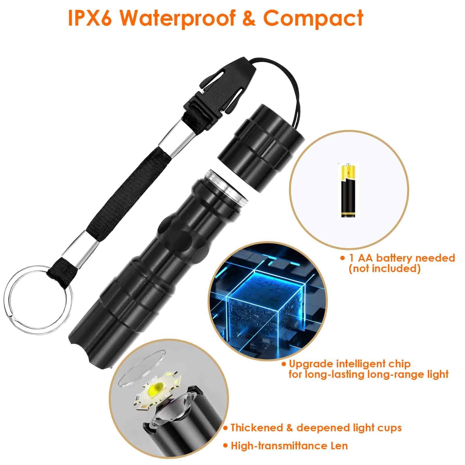 LED Tactical Flashlight, Mini High Lumen, Portable Handheld Torch