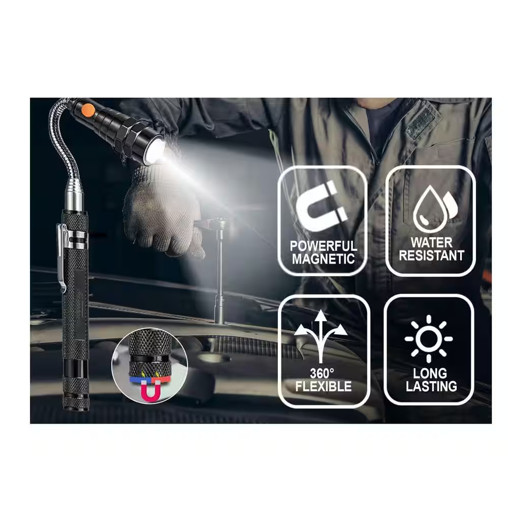 Extendable Magnetic Flashlight with Telescoping Magnet Pickup Tool, Extendable S