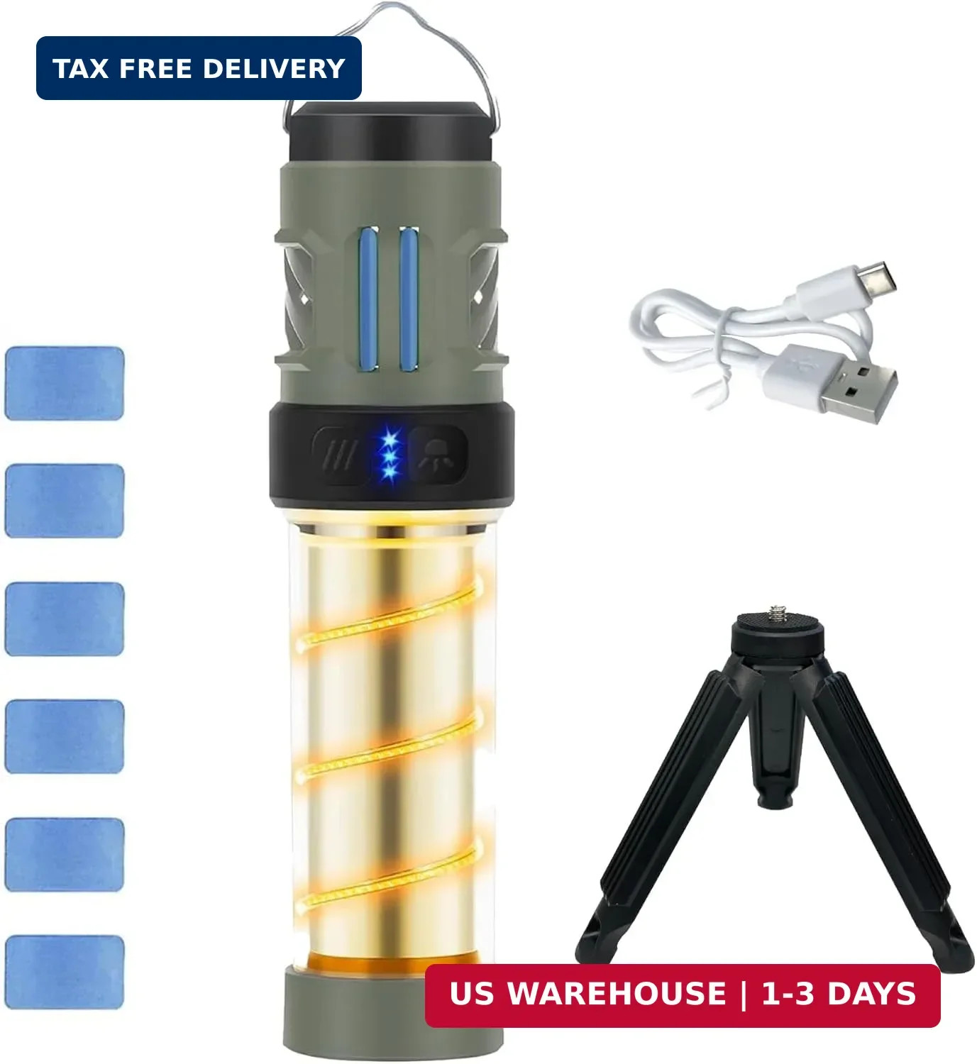 Repelix Buzz Defense Portable, LED Rechargeable Flashlight Camping Lantern with