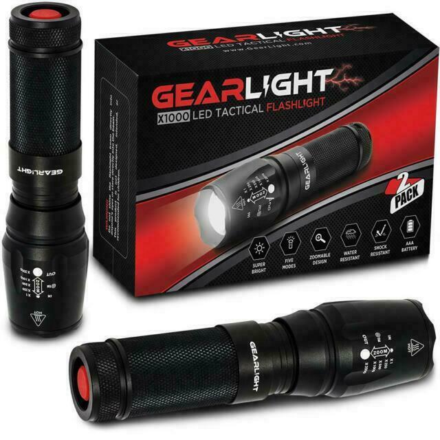 Gearlight S1000 LED Tactical Flashlight [2-PACK] – High Lumen. 5 Modes #00001