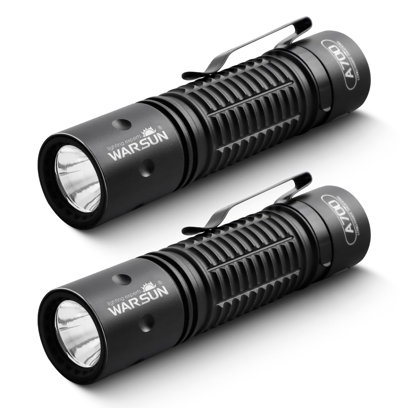 WARSUN A700 Tactical Flashlight 2 Pack, Rechargeable 700 Lumens LED Flashligh…