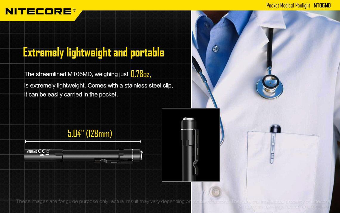 Nitecore MT06MD 180 Lumen LED Penlight with Pupil Gauge – Uses 2x AAA Batteries