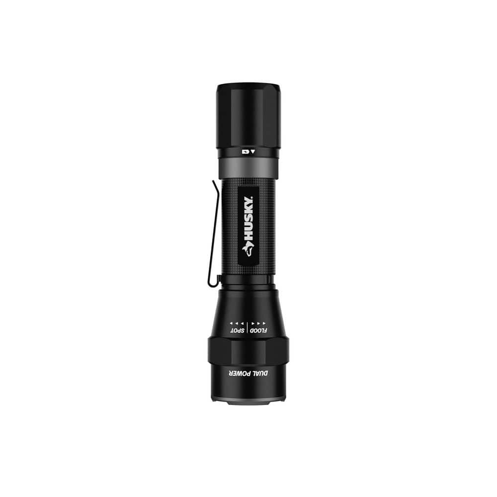 Husky 1200 Lumens Dual Power LED Flashlight w/ Battery & USB-C Cable