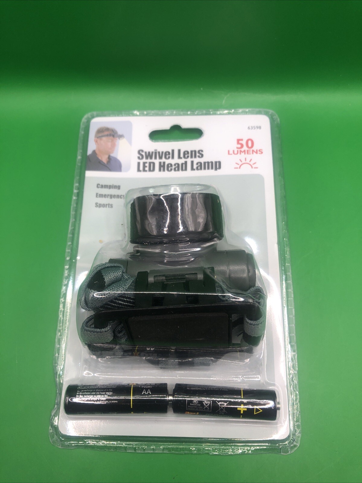 Swivel Lens LED 50 Lumens Headlamp Flashlight with Headband Strap Black/Gray