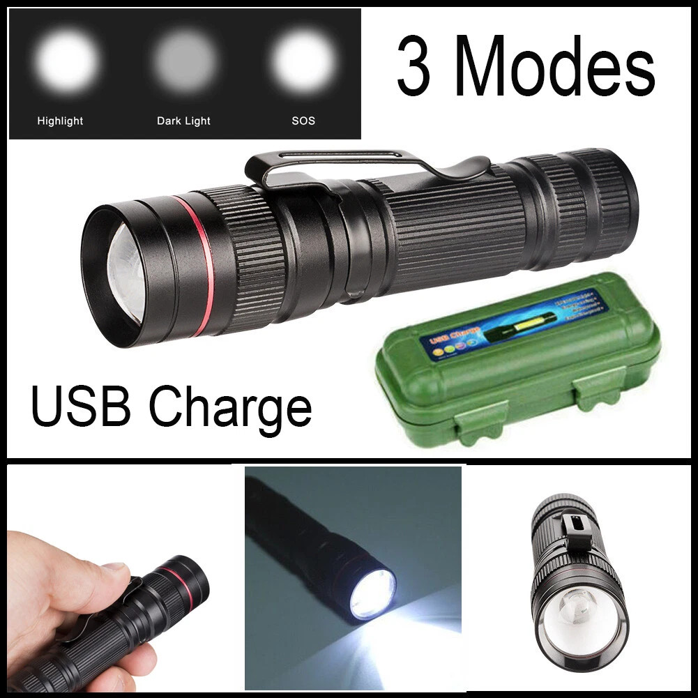 990000 lumens Small LED Mini Flashlight Pocket Super Bright Torch Rechargeable