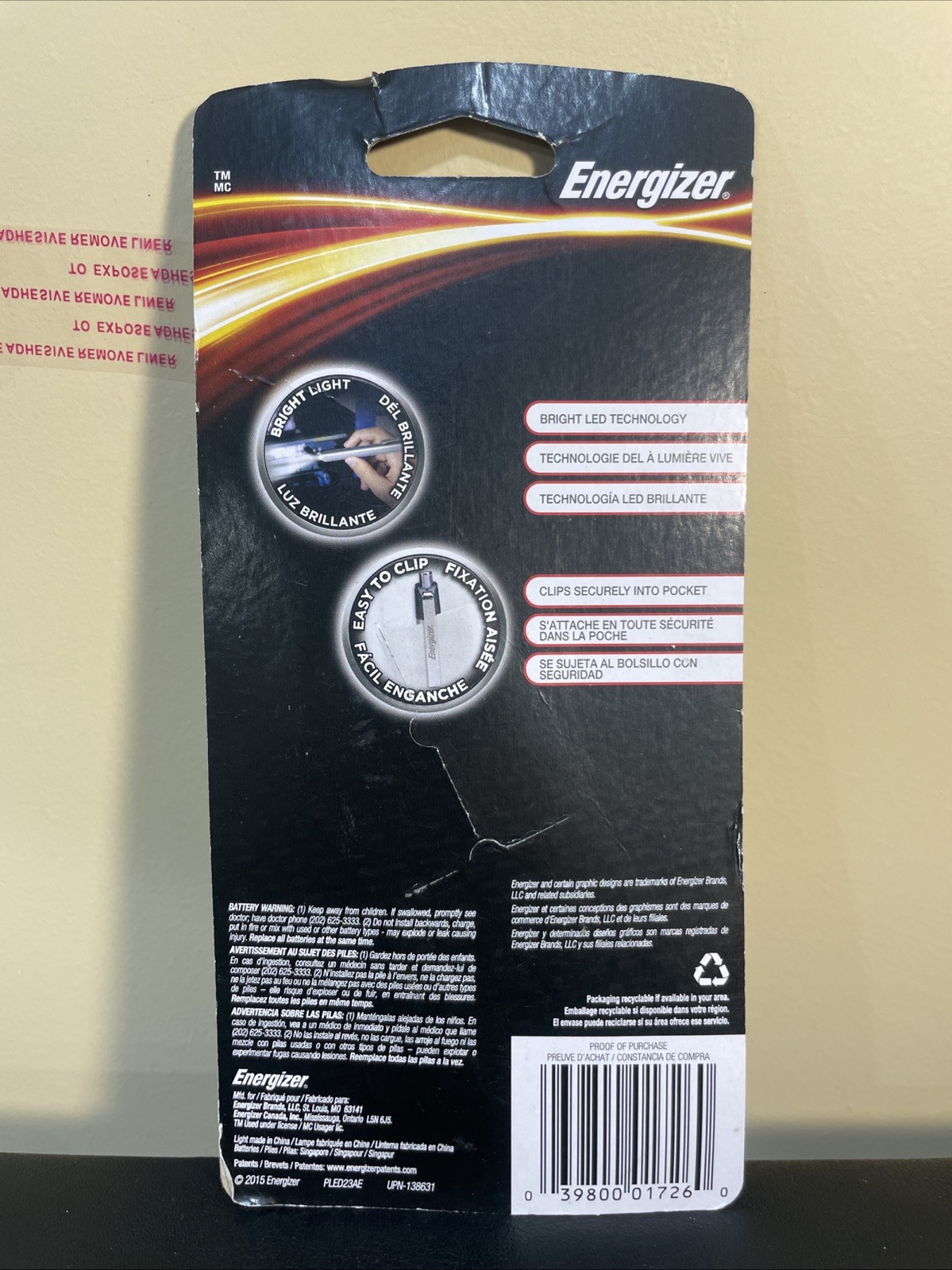 Energizer Aluminum Pen LED Flashlight, silver
