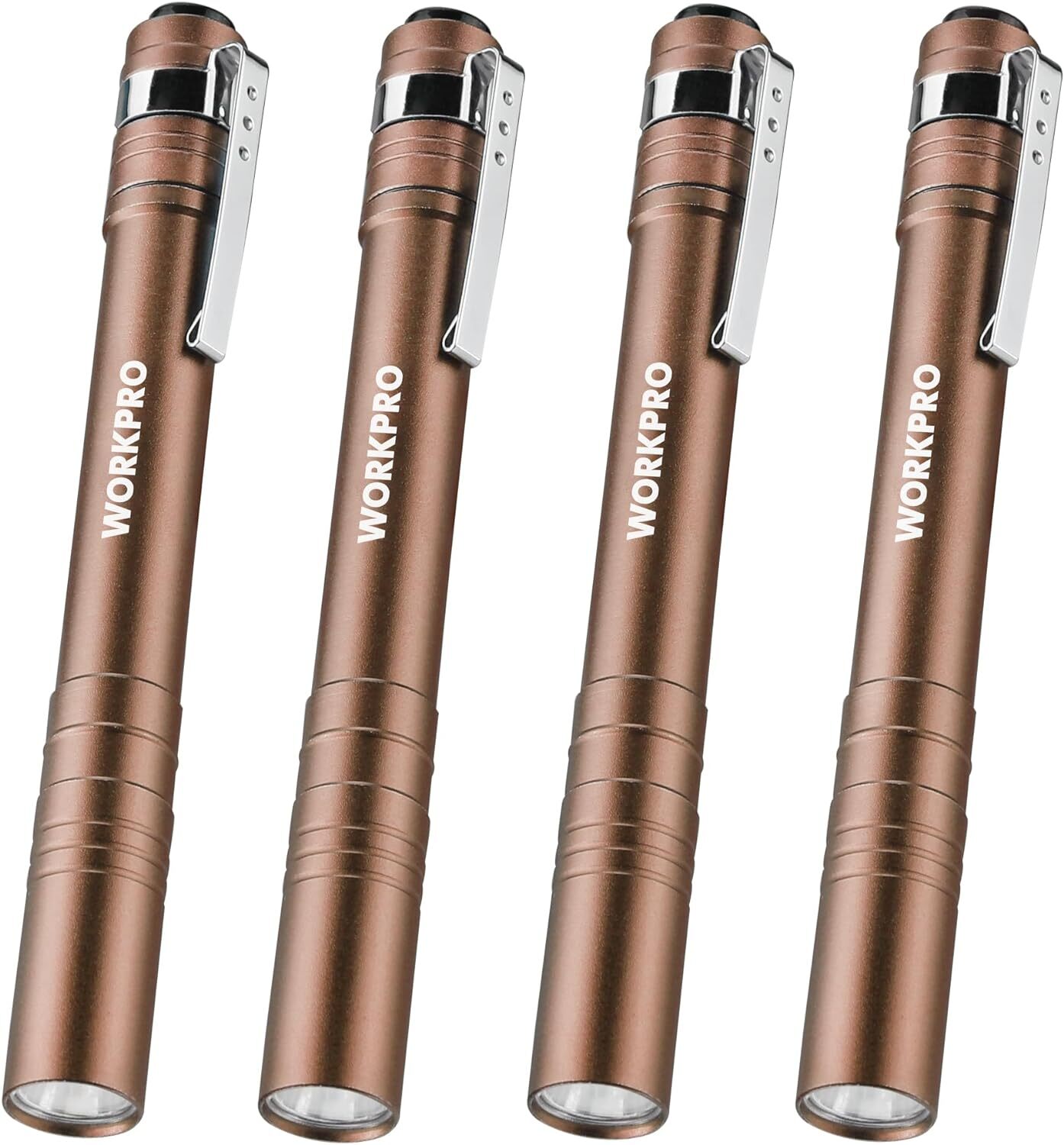 WORKPRO LED Pen Light, Aluminum Pen Flashlights 4-Pack 8AAA Batteries Include