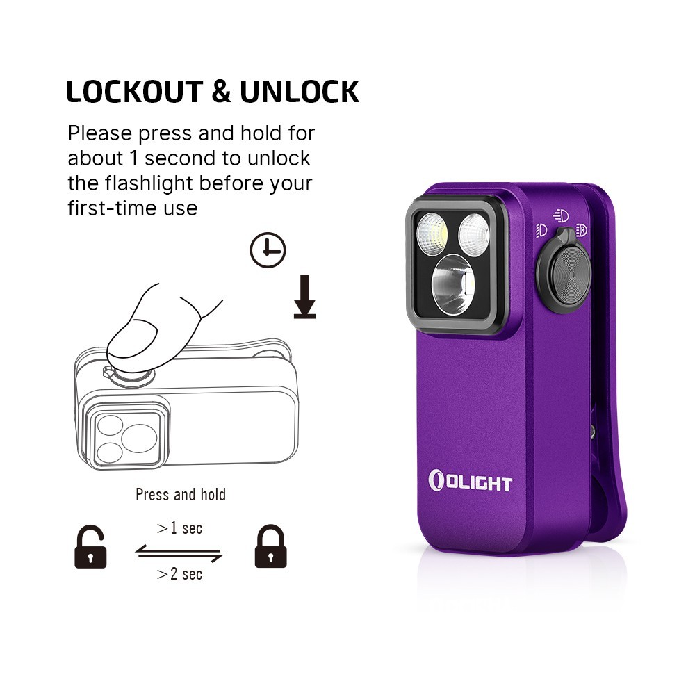 Olight Oclip Pro Romance Rose Arrow Purple, Floodlight Spotlight/Red Light, 500L