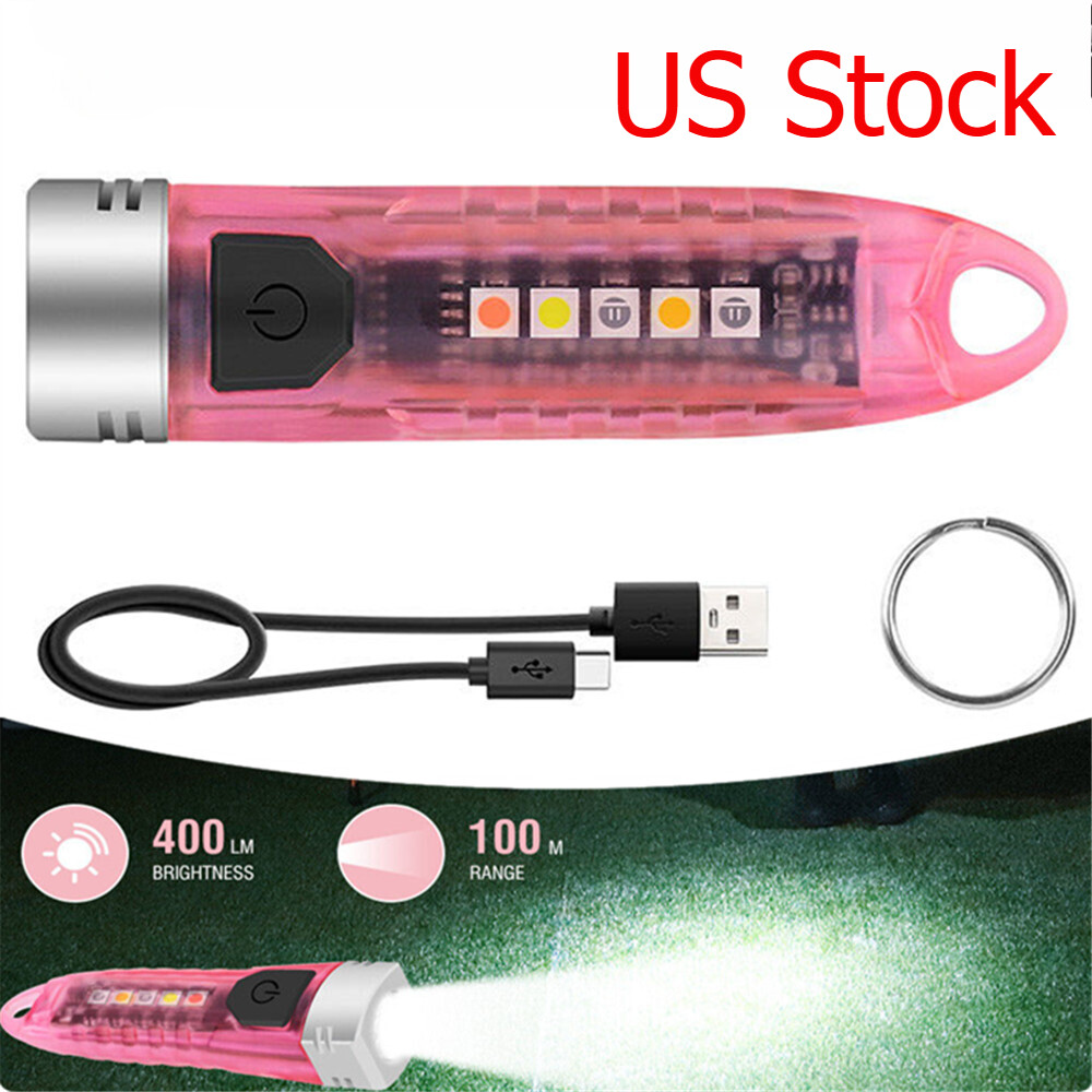 Small Mini Pocket LED Flashlight Torch Keychain Light Rechargeable Lamp Bright