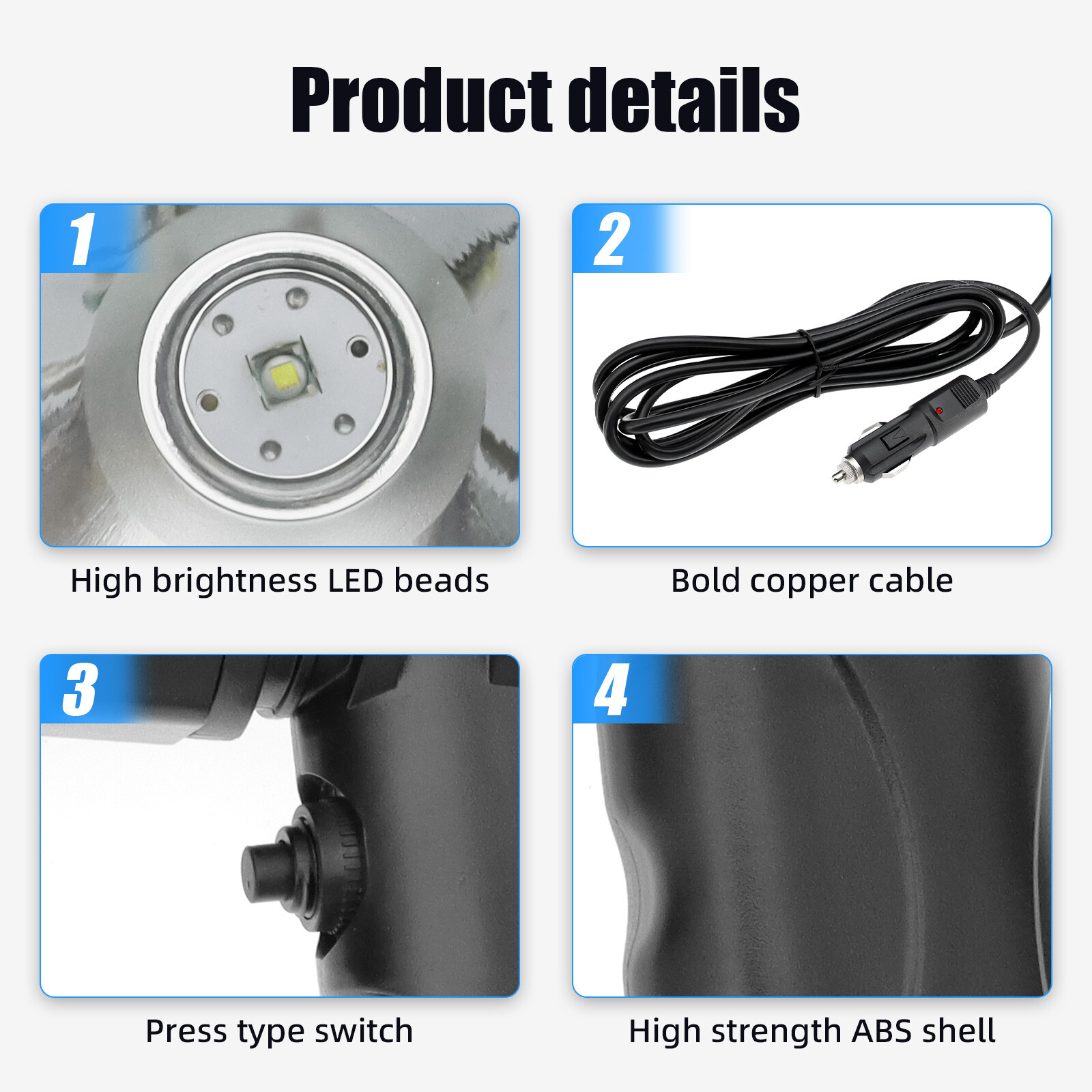 4Inch LED Hand Held Hunting Fishing Spot Light Spotlight Offroad Car Truck 100W