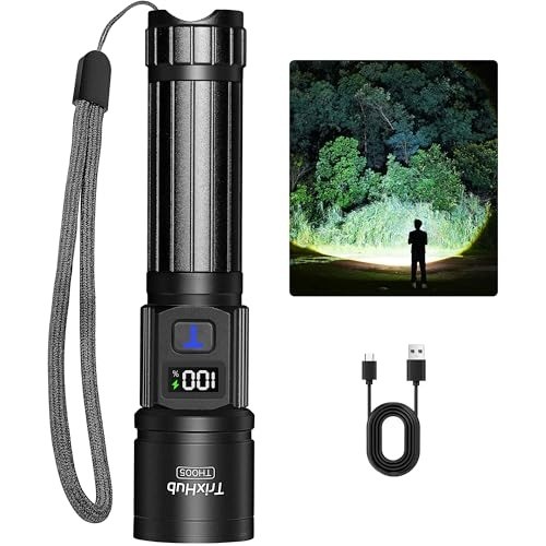 High Power LED Flashlights 2 Pack – Adjustable Focus with 5 Modes & LCD Display