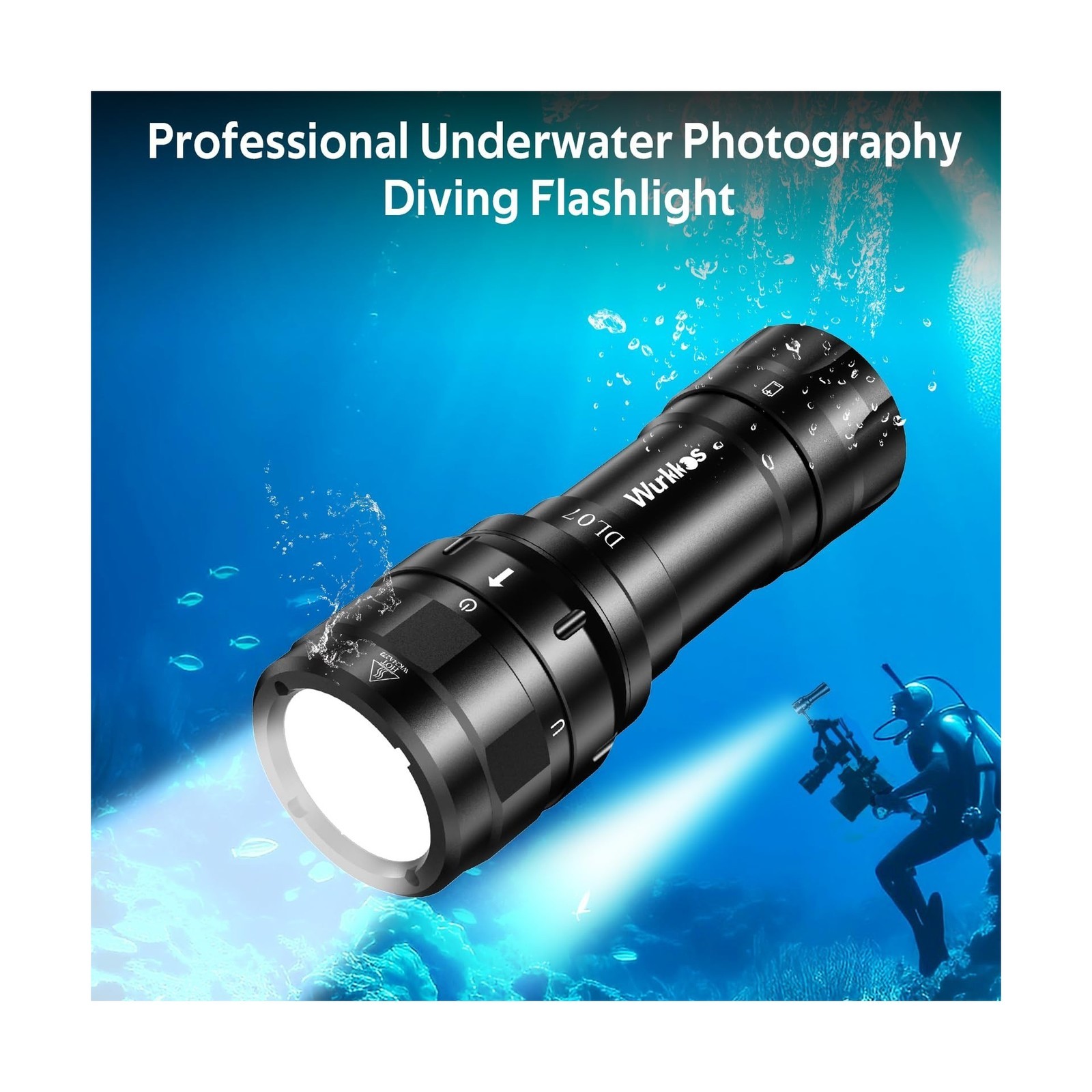 Wurkkos DL07 Diving Flashlight Rechargeable Scuba Dive Light, 3000 Lumens Div…