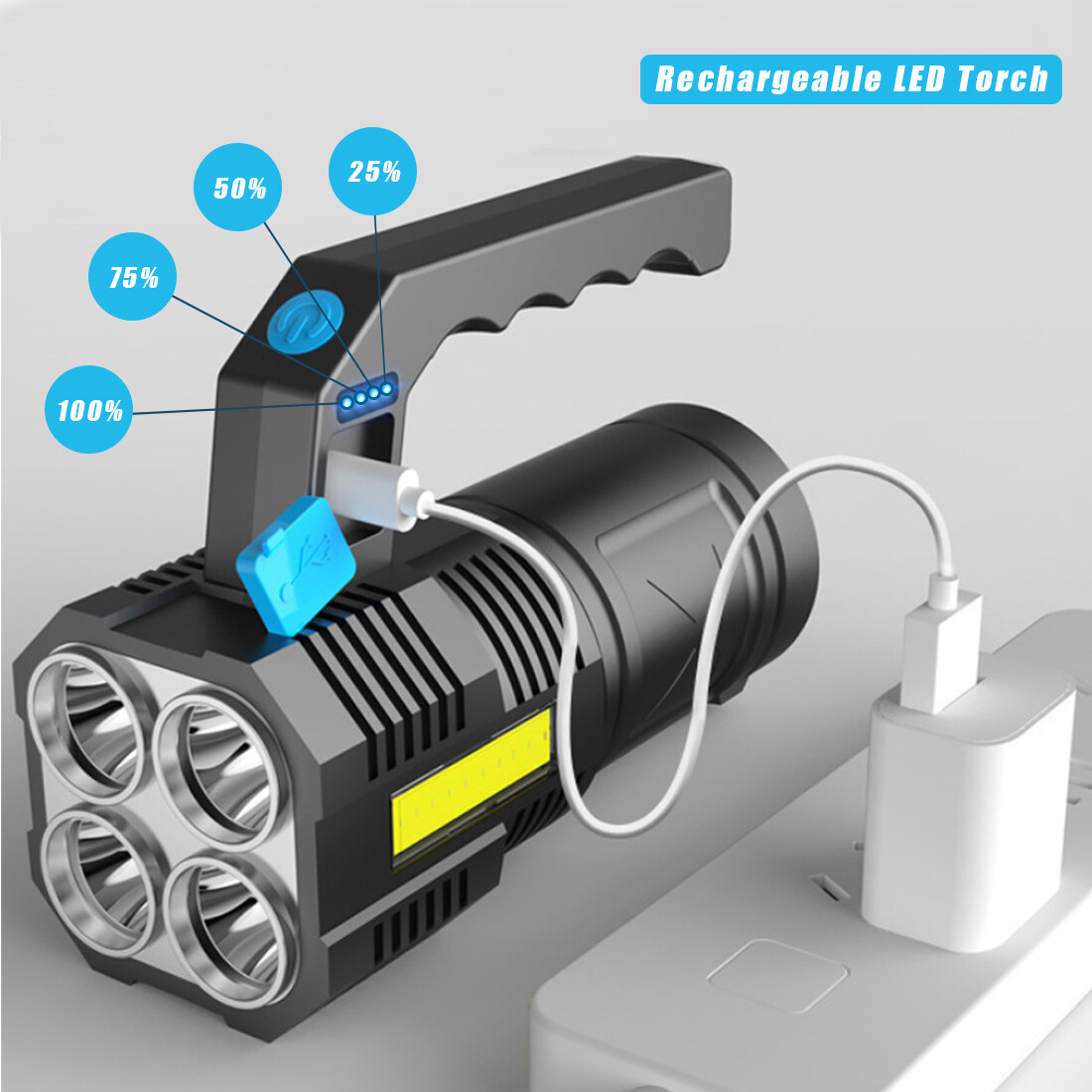 Brightest 3500000LM 4-Modes Rechargeable LED Flashlight Powerful Tactical Torch