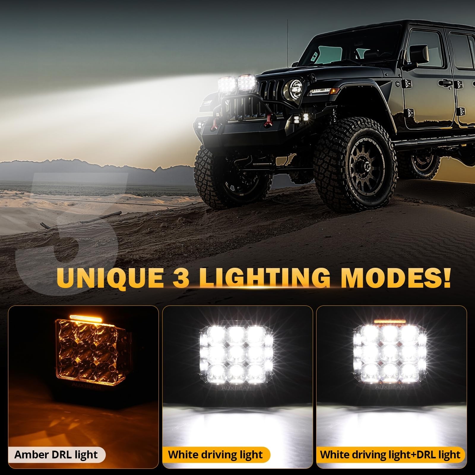 Auxbeam 3.5in 50W Round Led Offroad Light+Auxbeam V-MAX Series 7″ Led Pods Li…