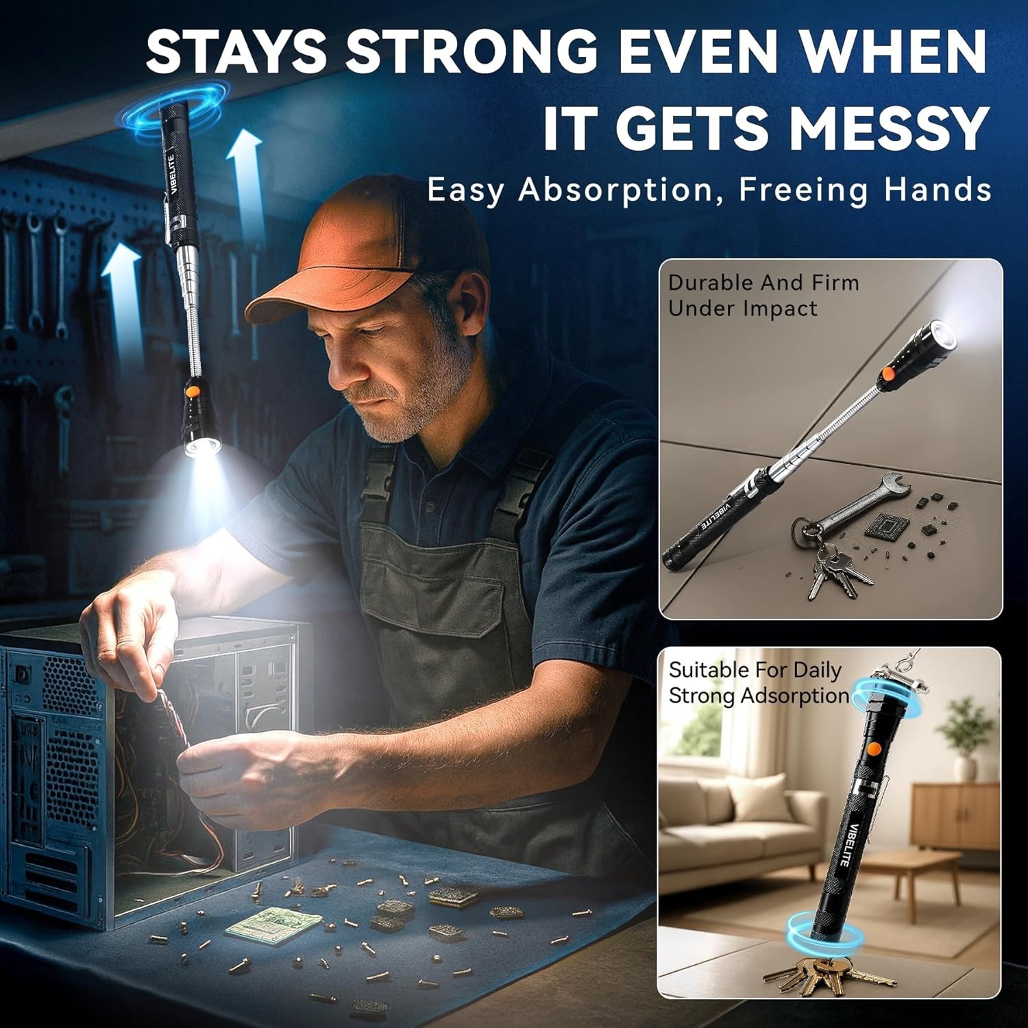 Extendable Magnetic Flashlight with Telescoping Magnet Pickup Tool-Fathers Da…