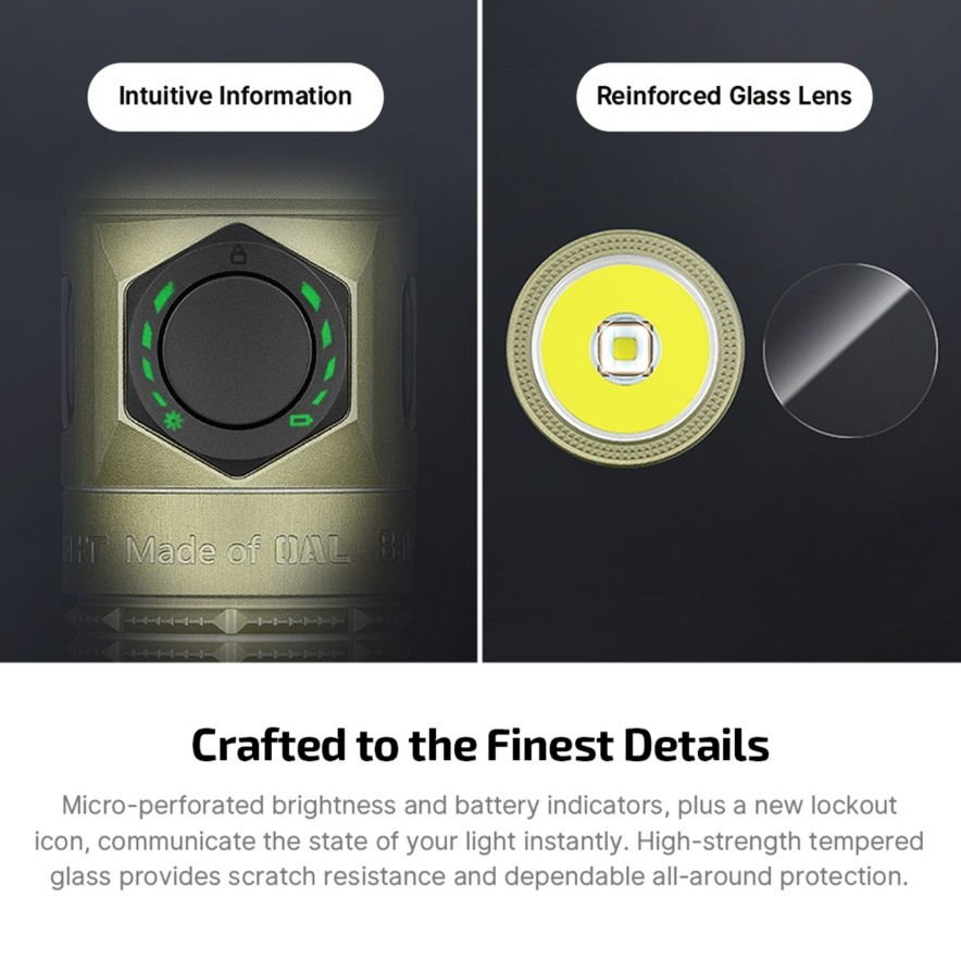 Olight Baton Ultra 1800Lm Olive Green Dual Switches Flashlight, Magnetic & USB-C
