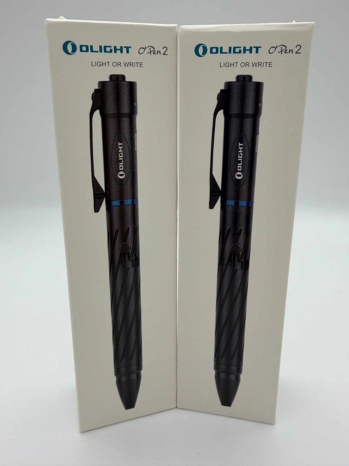 Olight Open 2 Black Rechargeable LED Pen Flashlight 120 Lumens Clip On BRAND NEW
