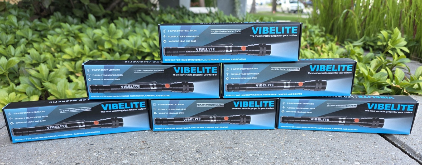 6X pc VIBELITE Extendable Magnetic Flashlight w/ Telescoping Magnet Pickup Tool