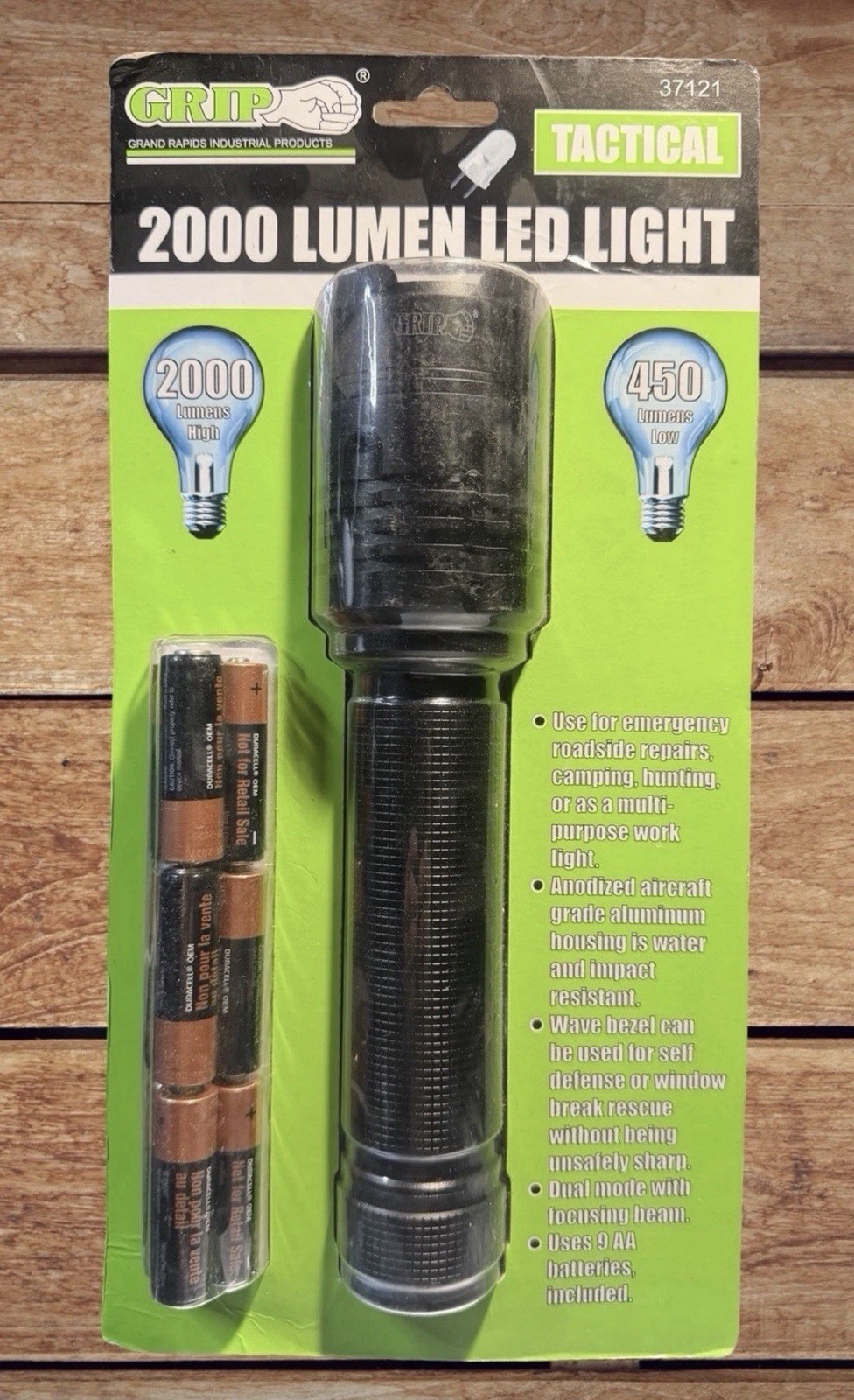 GRIP (Grand Rapids Industrial ) 37121 Tactical 2000 Lumen Flashlight – NEW!