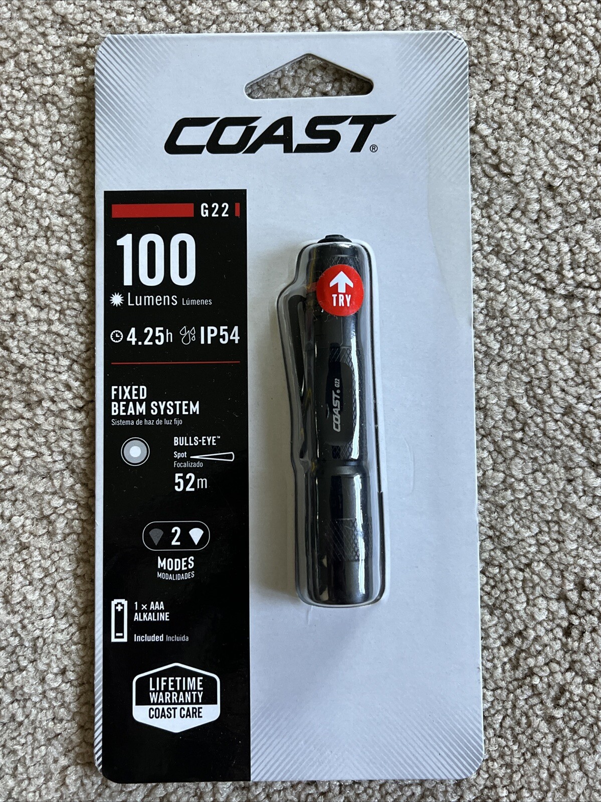 NEW Coast 3.75” G22 2 Mode Bulls-Eye Spot LED IP54 AAA Mini Penlight Flashlight