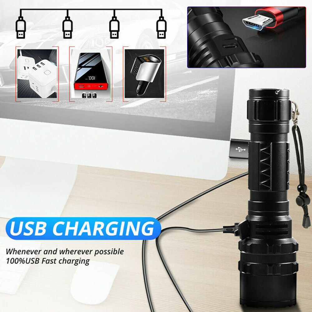 2Pack Super-Bright Flashlight LED Tactical Torch LED Rechargeble Battery 99000LM