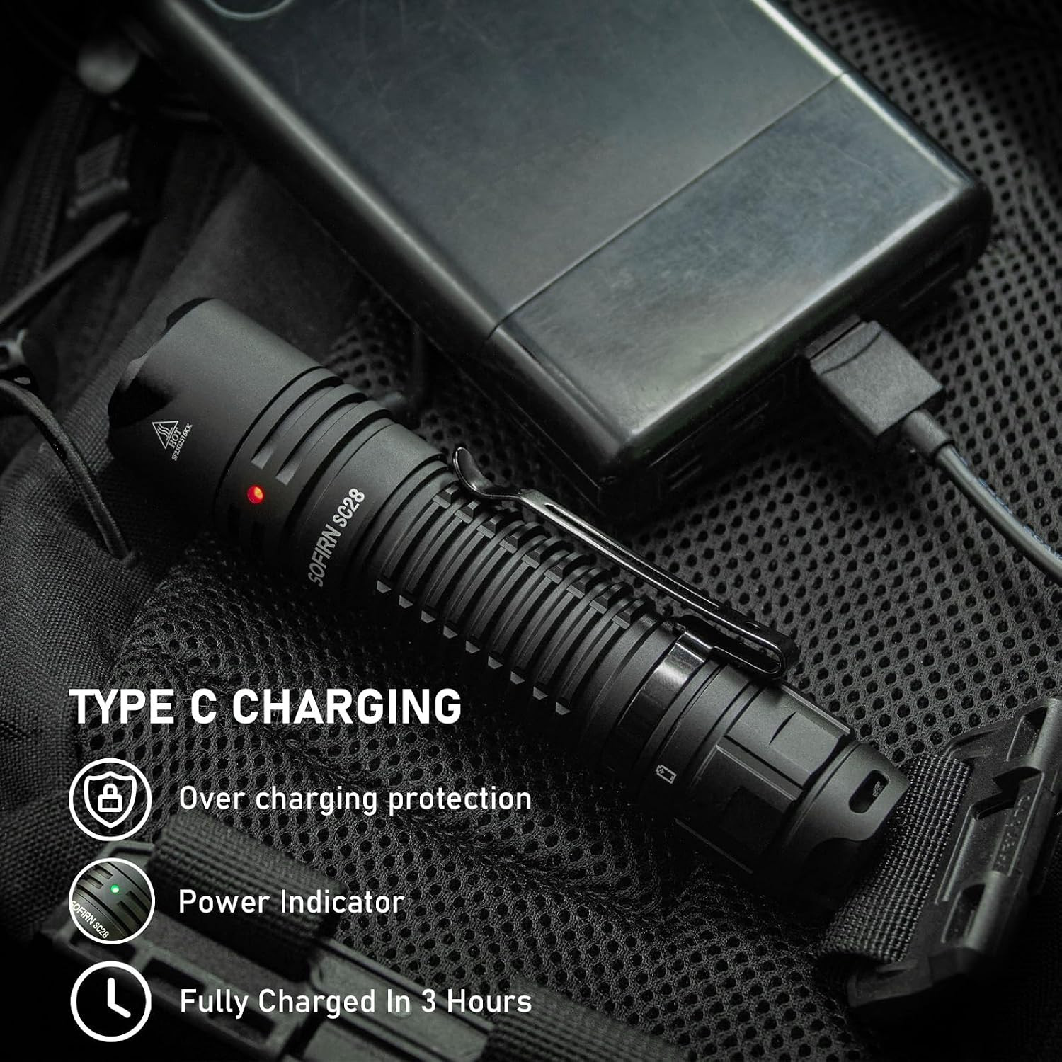 Sofirn SC28 Pocket Flashlight 2800 High Lumens, Rechargeable Tactical Falshlight