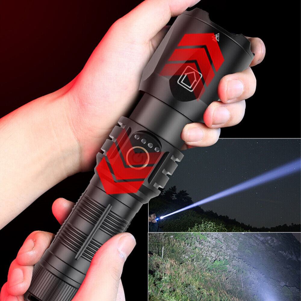 1PC Super Bright Spotlight Flashlight TYPE-C Charging LED Zoom Light Outdoor