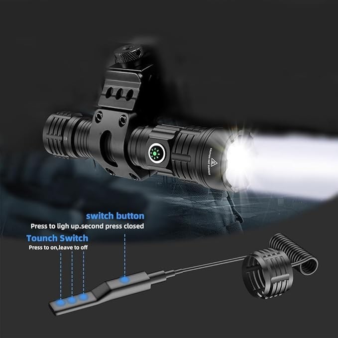 Tactical Flashlight Type-C USB Rechargeable 6000 lumens Picatinny Rial Light