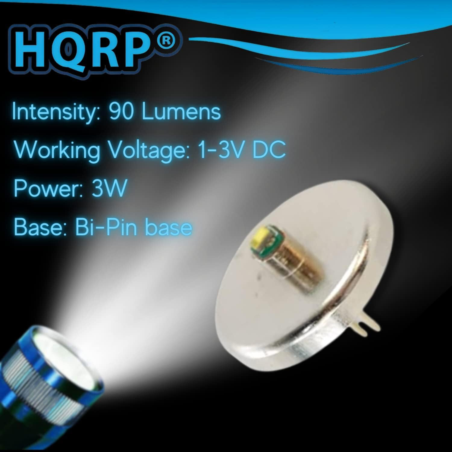 HQRP Glass Lens + 3W Bulb BiPin LED MODULE for Mini Maglite 2-Cell AA Flashlight