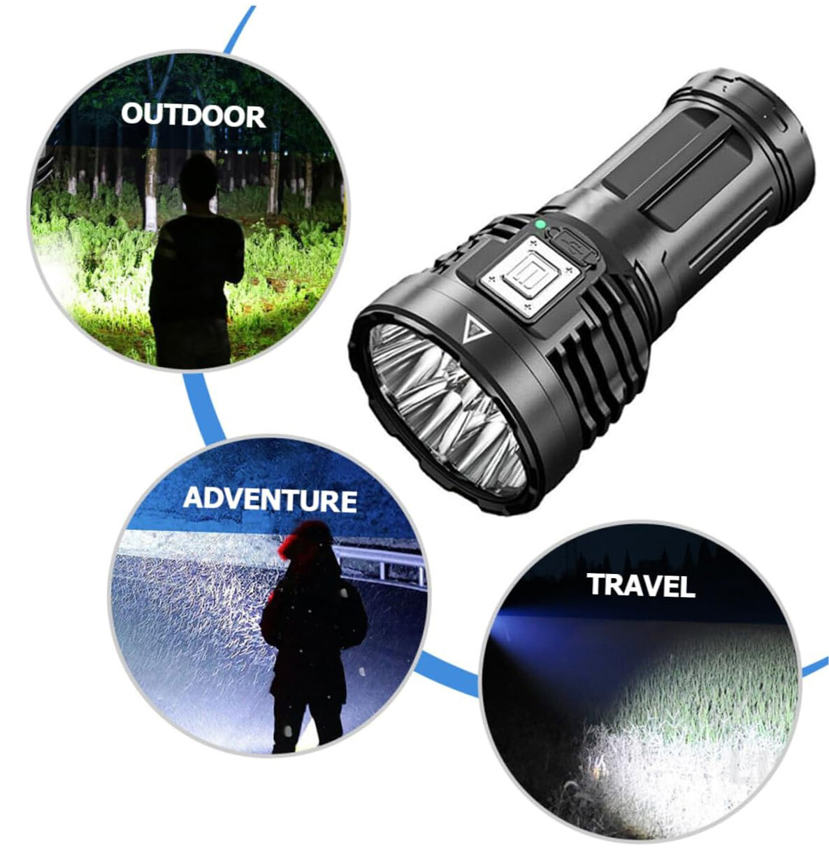 Super Bright 12000000LM 8 LED Flashlight USB Rechargeable Tactical lights Lot