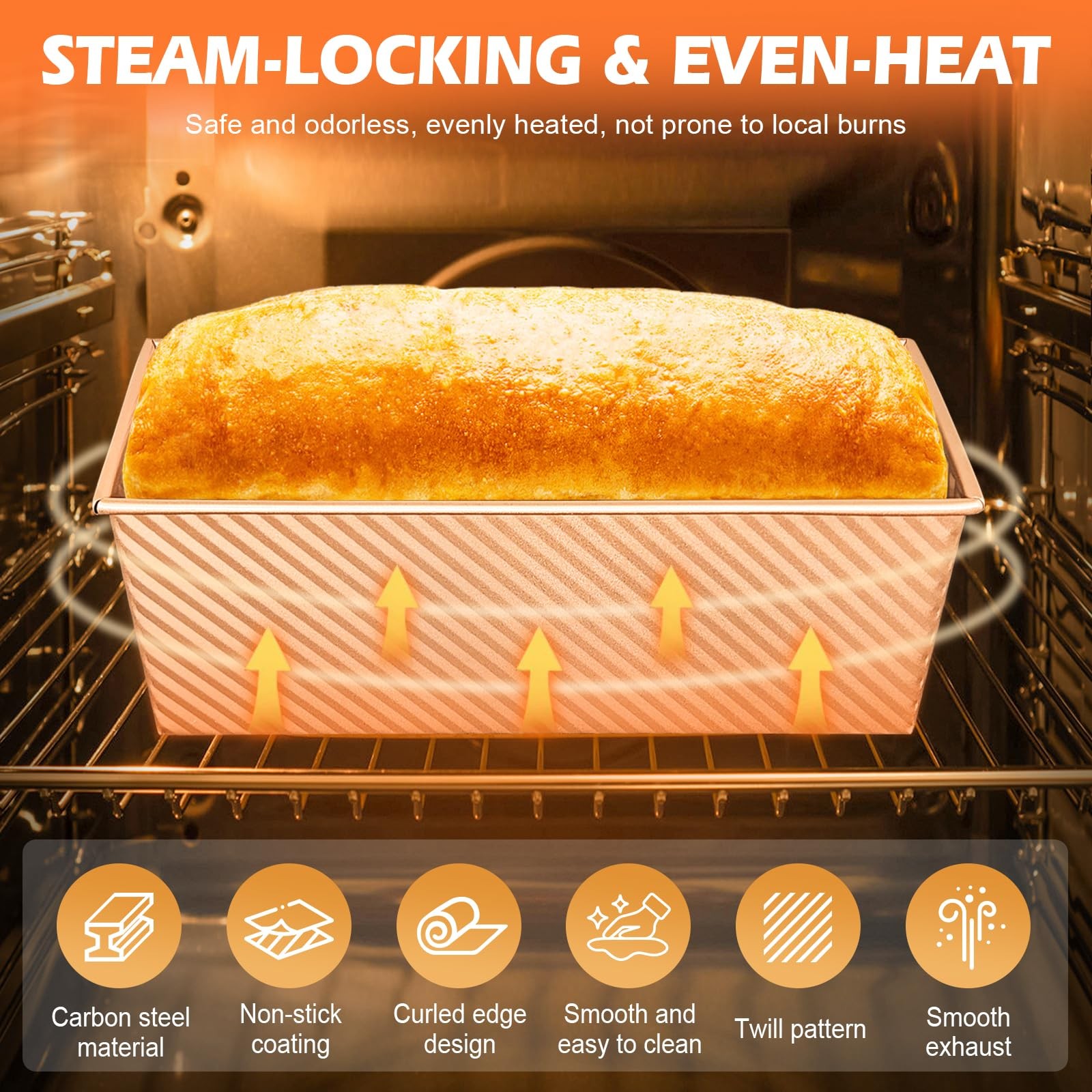 Dipanist 2Pack Pullman Loaf Pans with Lids 2.2LB & 1LB (2-Pack), Gold & Black