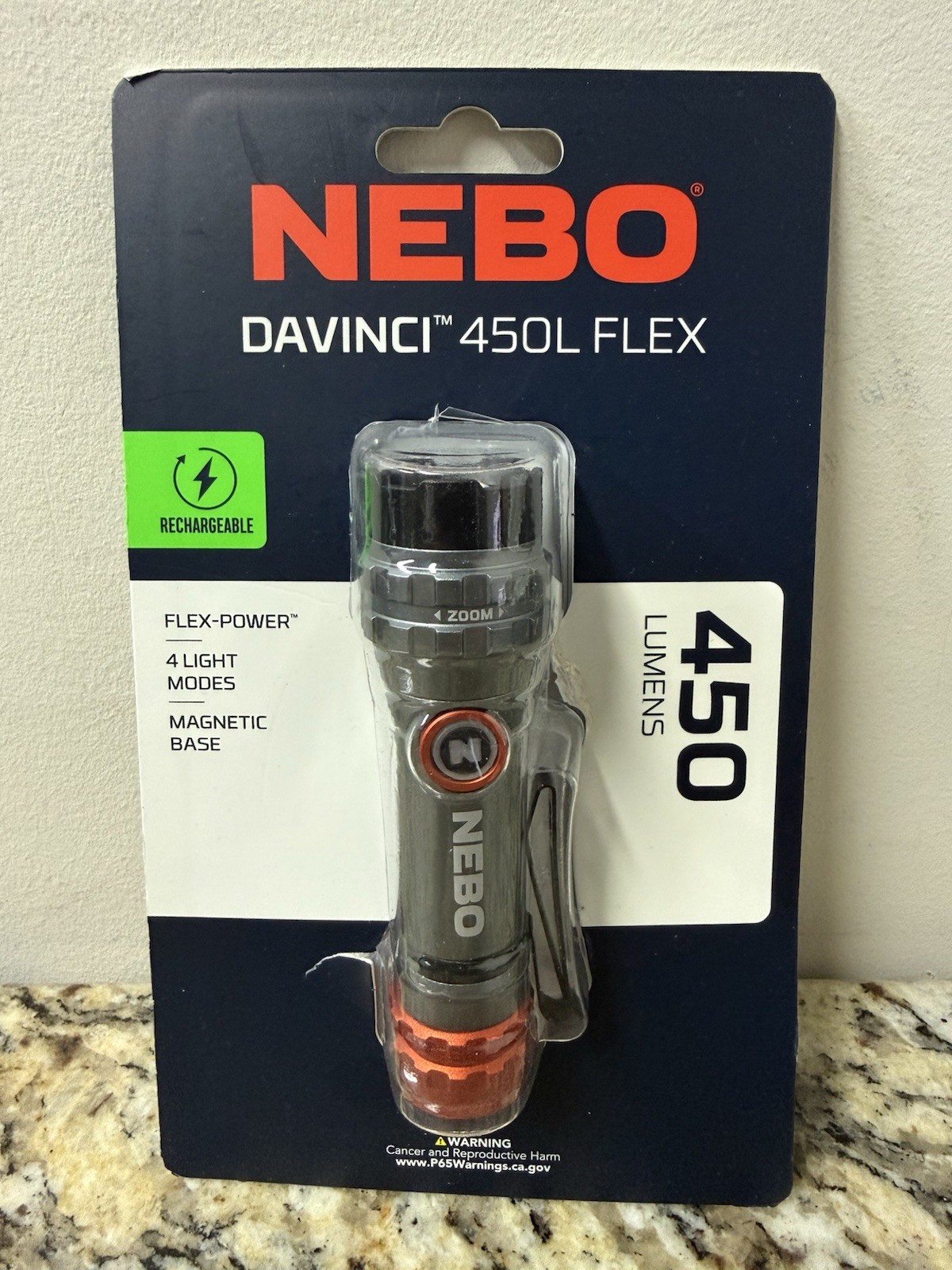 NEBO DaVinci 450 lm Black/Gray LED Flashlight 14500 Battery (NEB-FLT-1046) “GV”