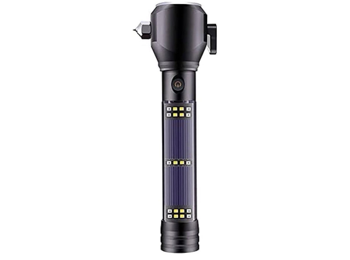 8 in 1 Multi Function Flash Light,USB Rechargeable Solar Powered Flashlight