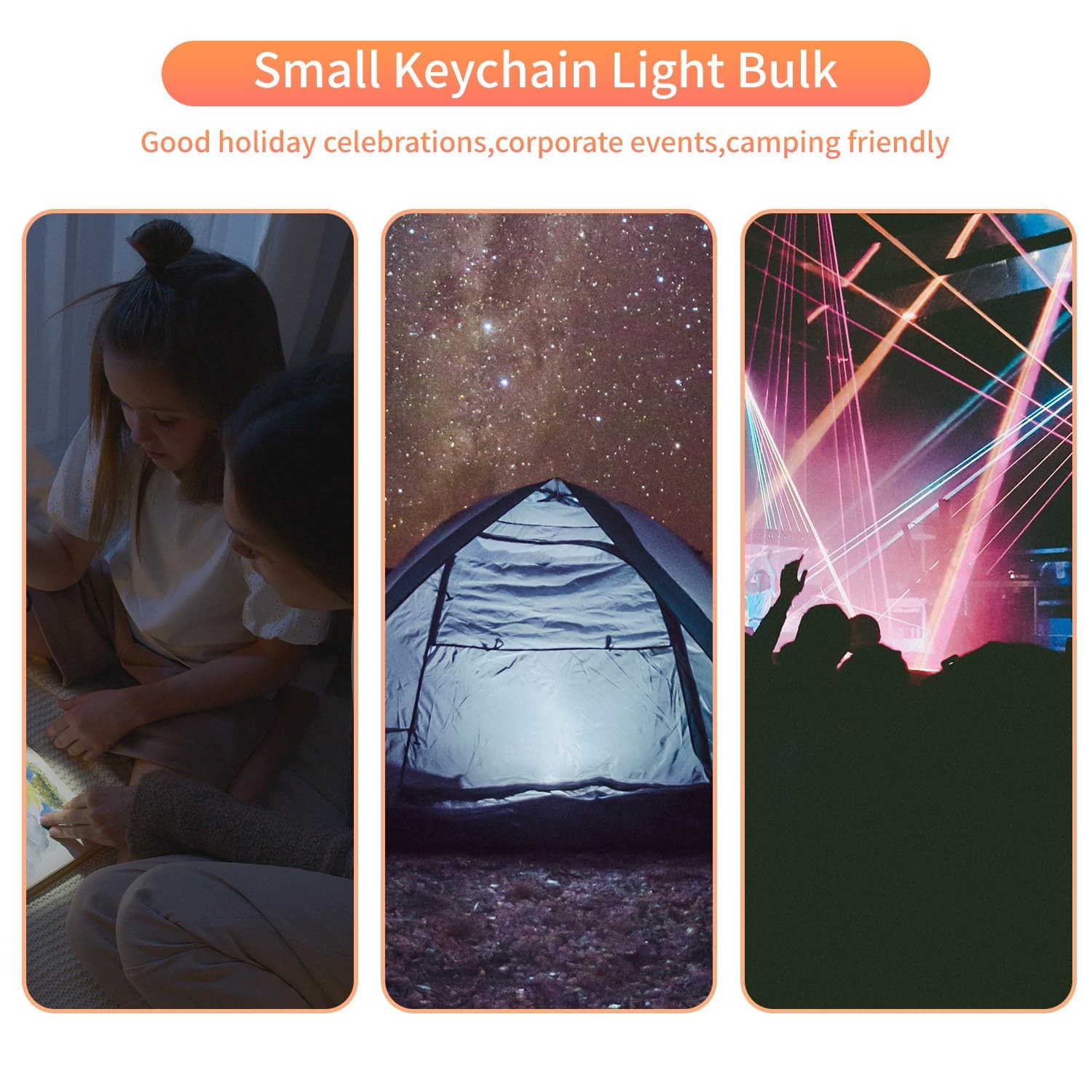100 Pieces Mini Flashlight Keychain Bulk for decor Assorted Colors Torch Key…