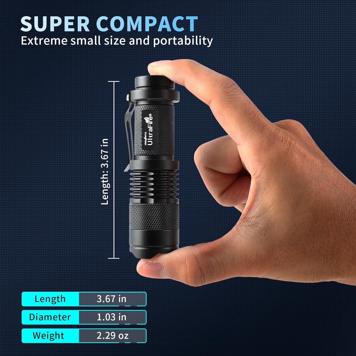 5 Pack SK68 Tactical and Small Flashlights,7W 3-Mode Pocket Torch Adjustable Foc
