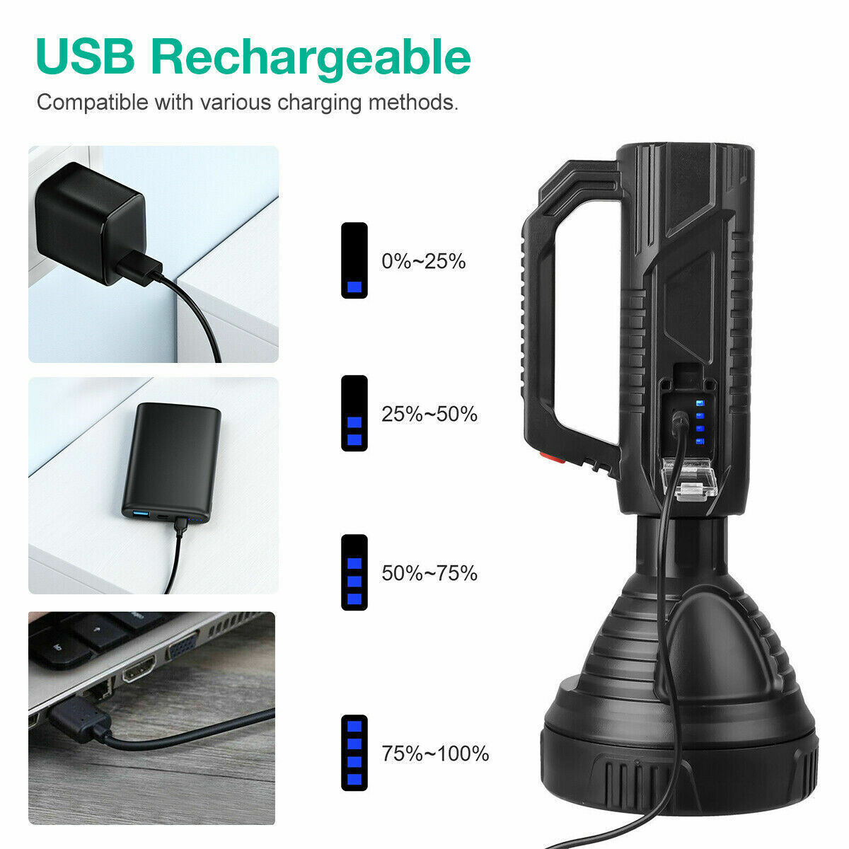 Super Bright LED Tactical Flashlight Hunting Torch Rechargeable Battery