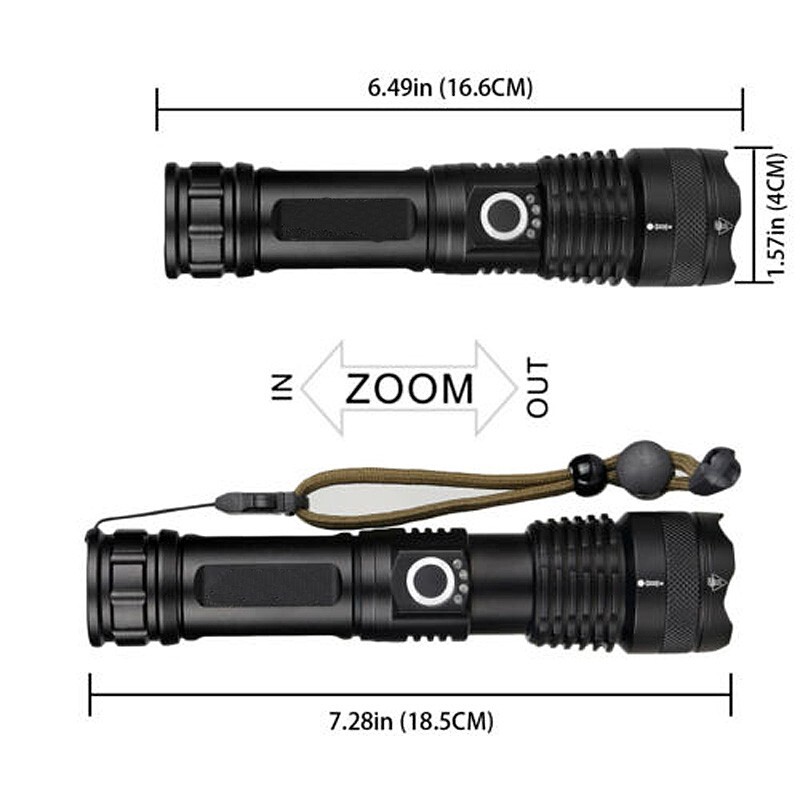 Super Bright Tactical USB Type C Rechargeable LED Flashlight Li-ion Battery NICE