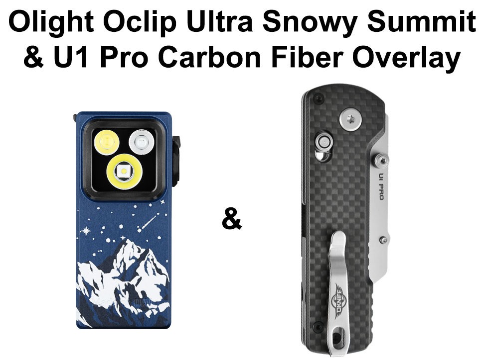 Olight Oclip Ultra Snowy Summit Clip-On Light & U1 Pro Multitool Carbon Fiber