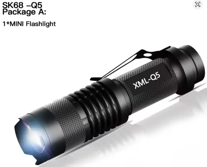 5 Modes Waterproof torch, Rechargeable LED Flashlight XML, UV White Light