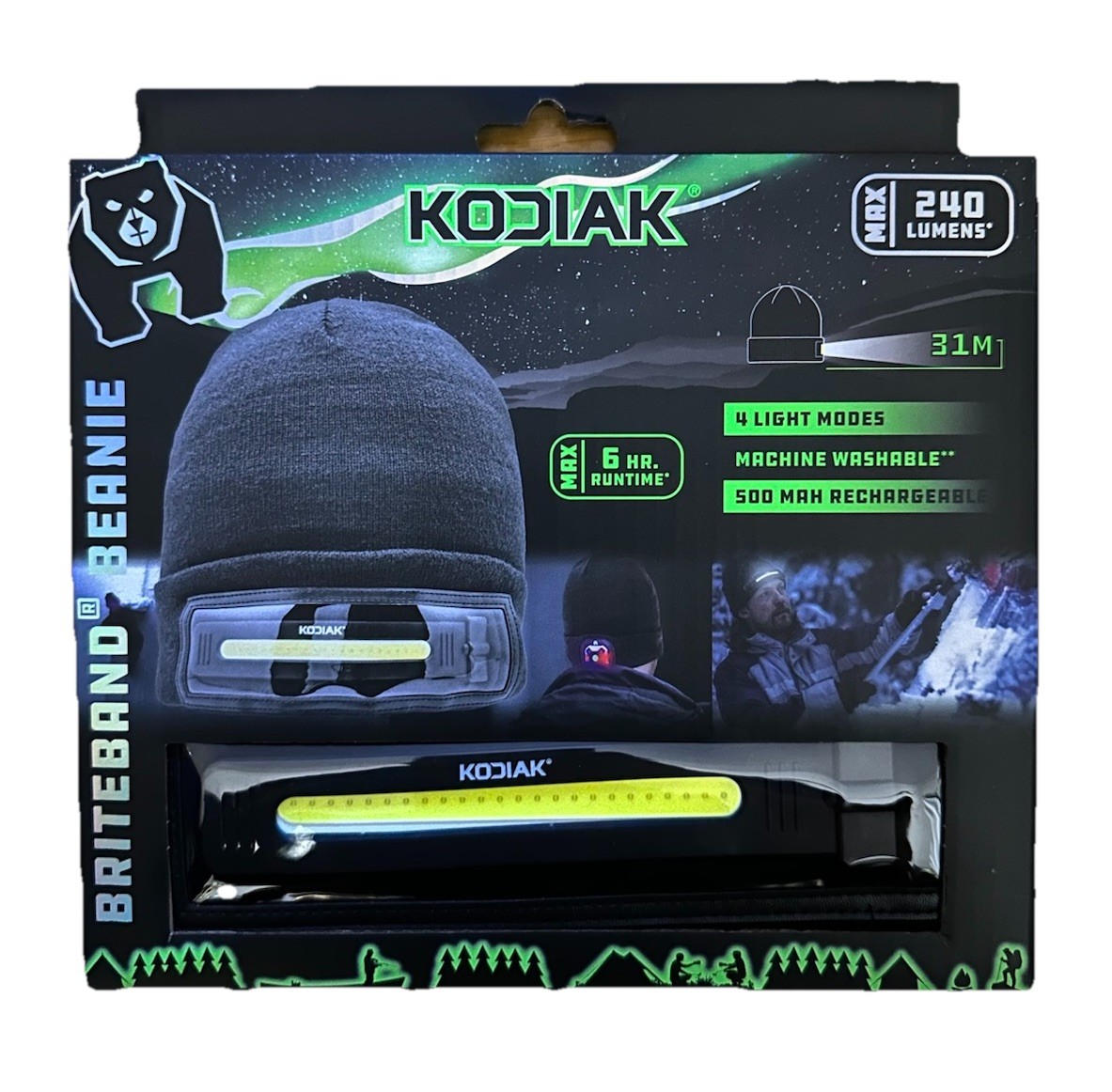 Kodiak Briteband Built-in Rechargeable Beanie Hat 240 Lumens 4 Light Modes